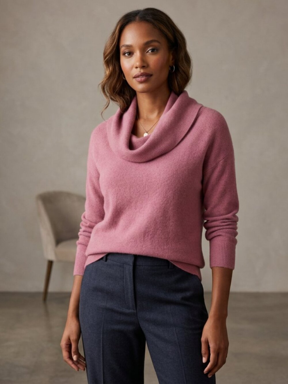 Warm & Cozy Lifestyle Cowl Neck Pink Sweater